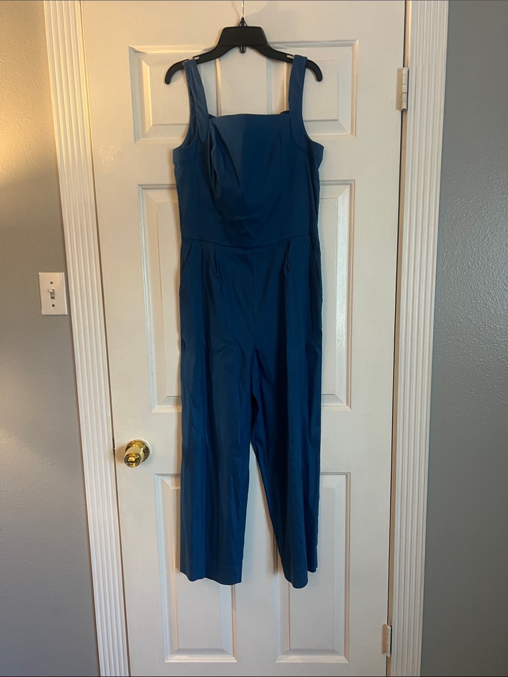 ANTONIO MELANI Navy Square-Neck Sleeveless Jumpsuit